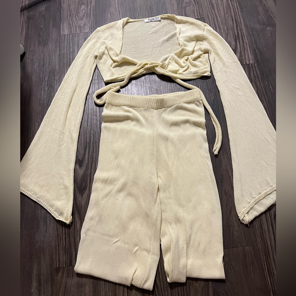 NA-KD Knit Crop Top and Pants Set